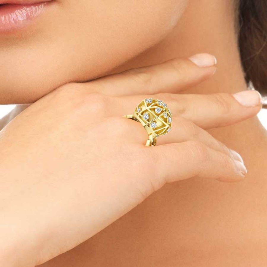 Ring Hueb | 18 Karat Estelar Yellow Gold Ring With Vs-Gh Diamonds