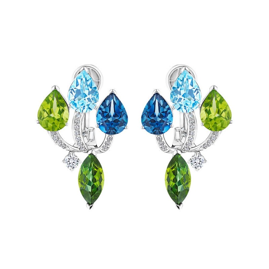 Earring Hueb | 18 Karat Amazonia (Cocar) White Gold Earring With Vs-Gh Diamonds And S