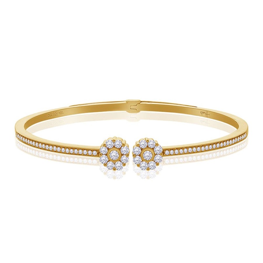 Bracelet/Bangle Hueb | 18 Karat Diamond Flower Yellow Gold Bracelet/Bangle With Vs-Gh Diamond