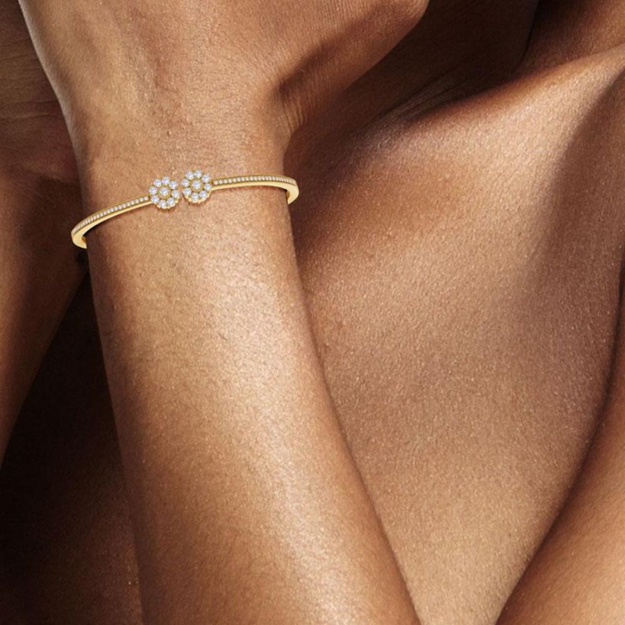 Bracelet/Bangle Hueb | 18 Karat Diamond Flower Yellow Gold Bracelet/Bangle With Vs-Gh Diamond