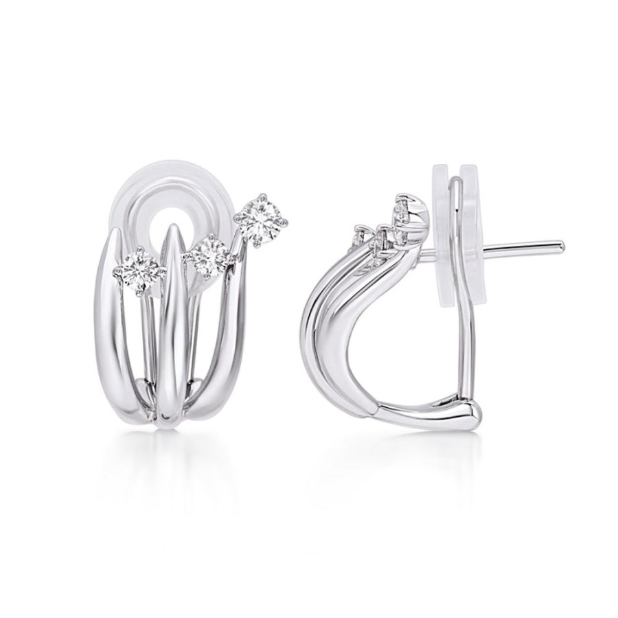 Earring Hueb | 18 Karat Tribal White Gold Earring With Vs-Gh Diamonds