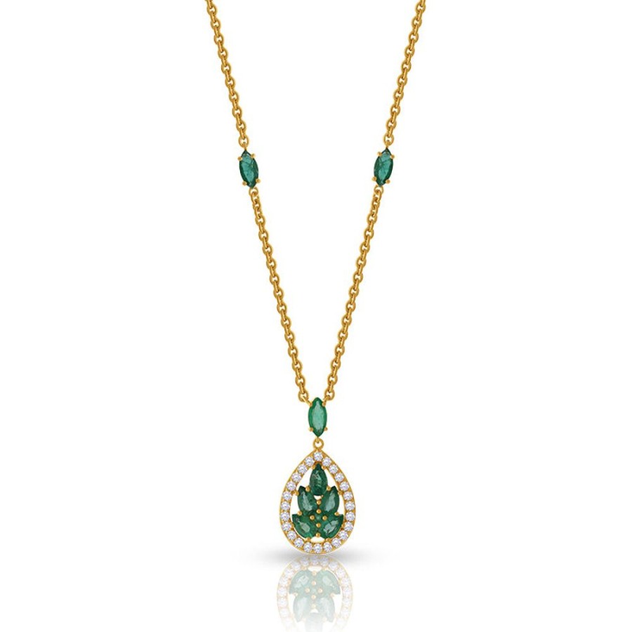 Necklace/Pendant Hueb | 18 Karat Spectrum Yellow Gold Necklace With Vs-Gh Diamonds And Green E