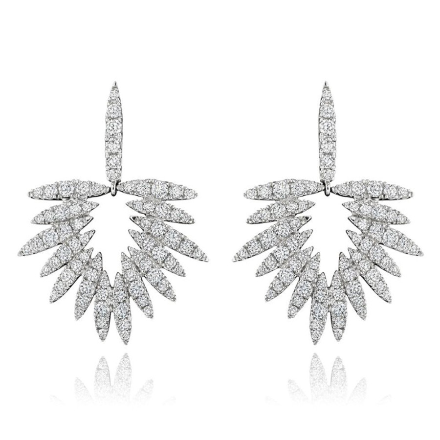 Earring Hueb | 18 Karat Tribal White Gold Earring With Vs-Gh Diamonds