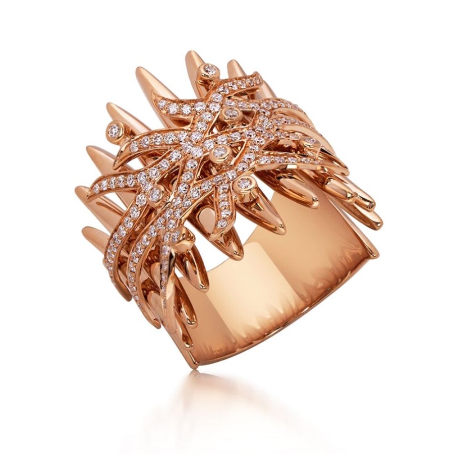 Ring Hueb | 18 Karat Tribal Pink Gold Ring With Vs-Gh Diamonds