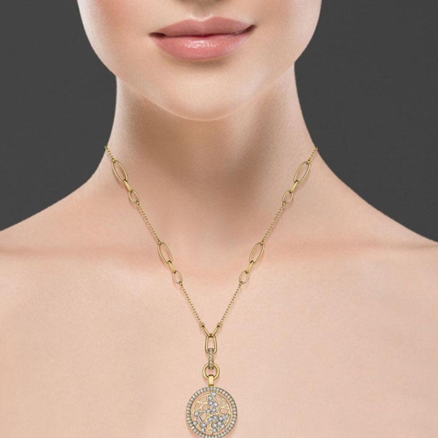 Necklace/Pendant Hueb | 18 Karat Estelar Yellow And White Gold Sagittarius Necklace With Vs-G