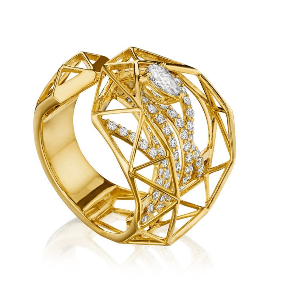 Ring Hueb | 18 Karat Estelar Yellow Gold Ring With Vs-Gh Diamonds