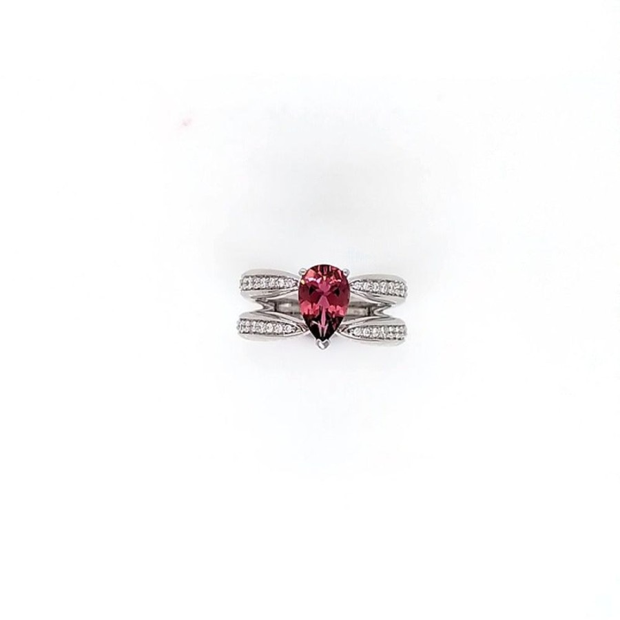 Ring Hueb | 18 Karat Amazonia (Cocar) White Gold Ring With Vs-Gh Diamonds And Pink