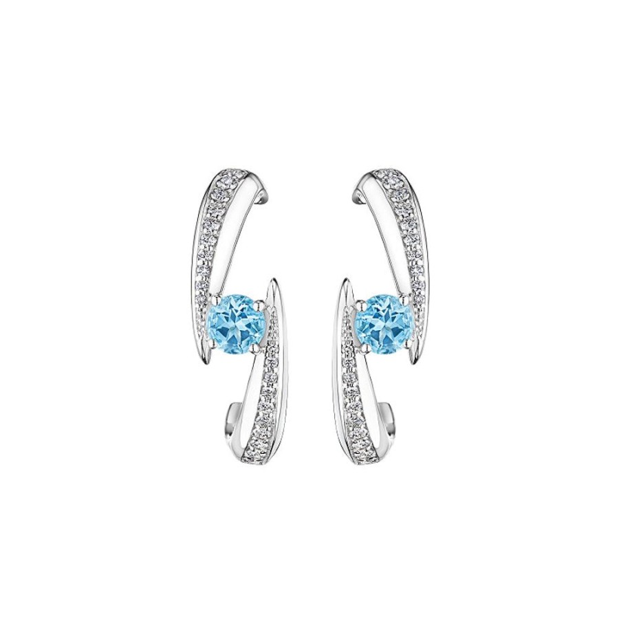 Earring Hueb | 18 Karat Amazonia (Cocar) White Gold Earring With Vs-Gh Diamonds And B