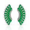 Earring Hueb | 18 Karat Mirage White Gold Earring With Vs-Gh Diamonds And Green Emera