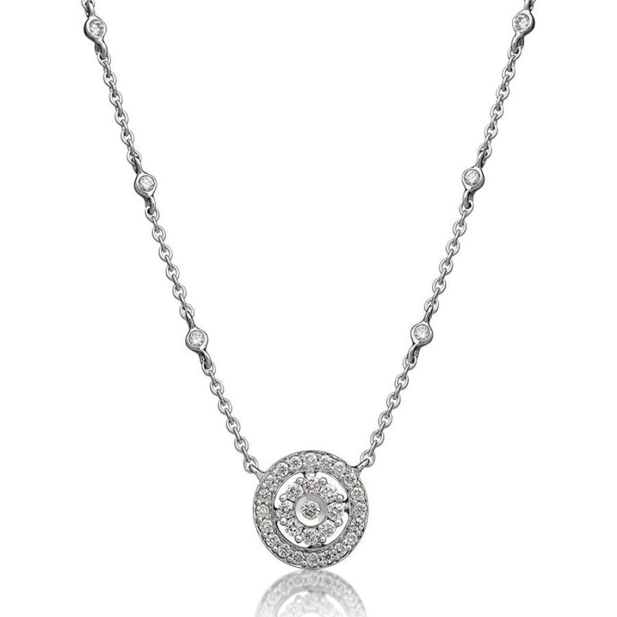 Necklace/Pendant Hueb | 18 Karat Diamond Flower White Gold Necklace With Vs-Gh Diamonds