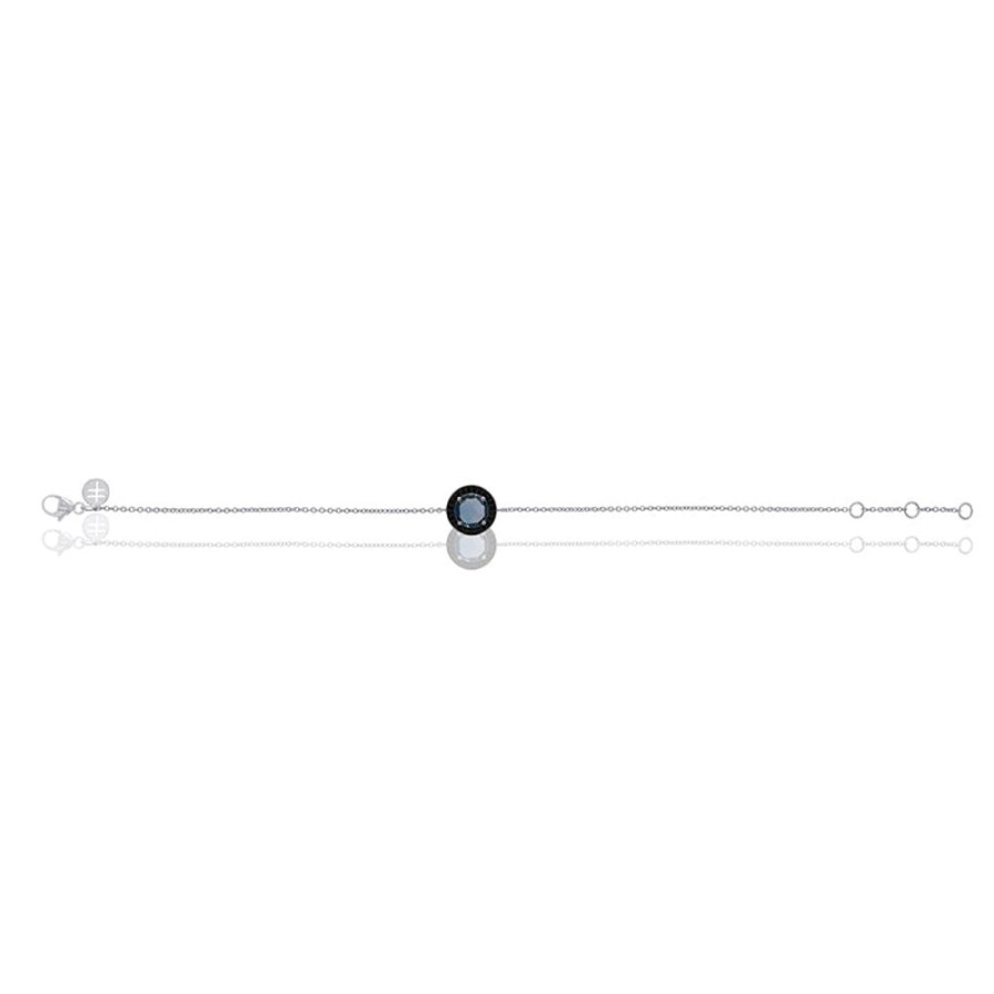 Bracelet/Bangle Hueb | 18 Karat Bestow White Gold Bracelet/Bangle With Blue Topaz And Black S