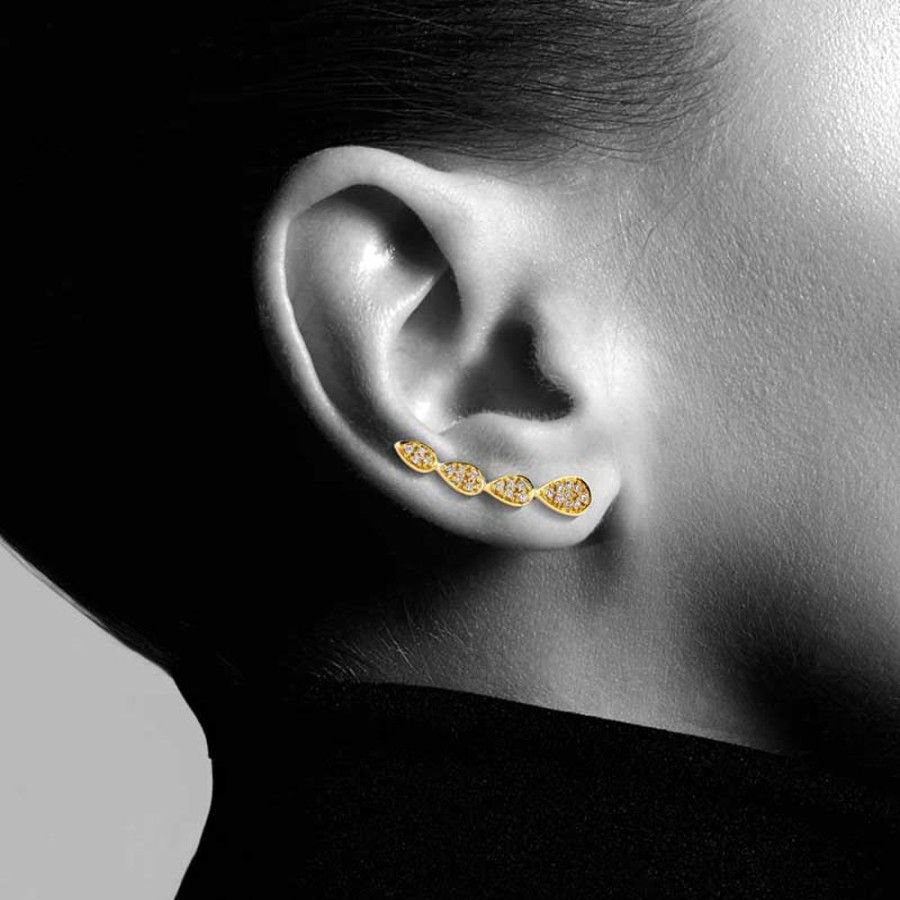 Earring Hueb | 18 Karat Bestow Yellow Gold Earring With Vs-Gh Diamonds