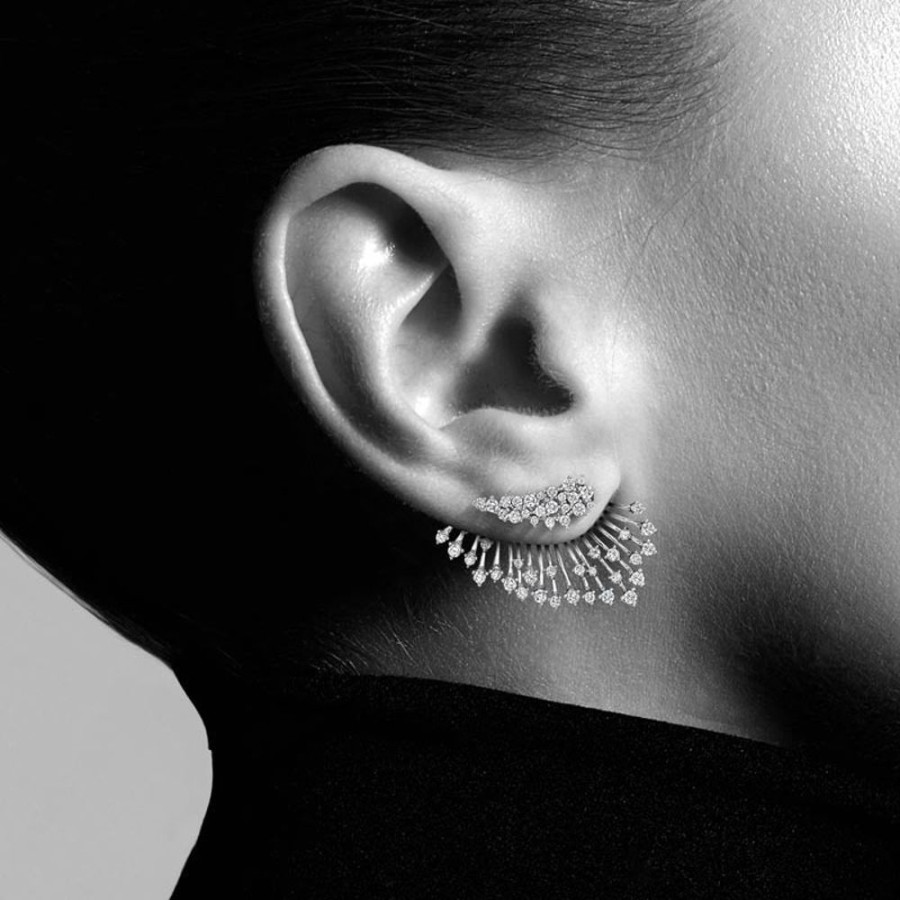 Earring Hueb | 18 Karat Luminus White Gold Earring With Vs-Gh Diamonds