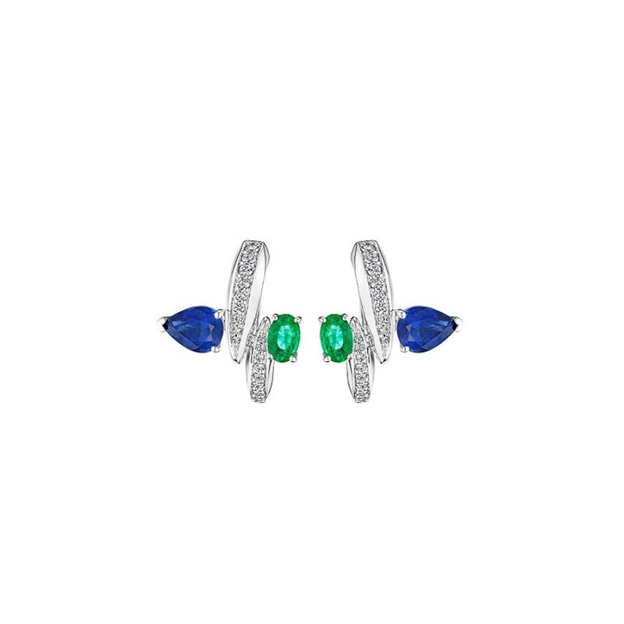 Earring Hueb | 18 Karat Amazonia (Cocar) White Gold Earring With Vs-Gh Diamonds And B