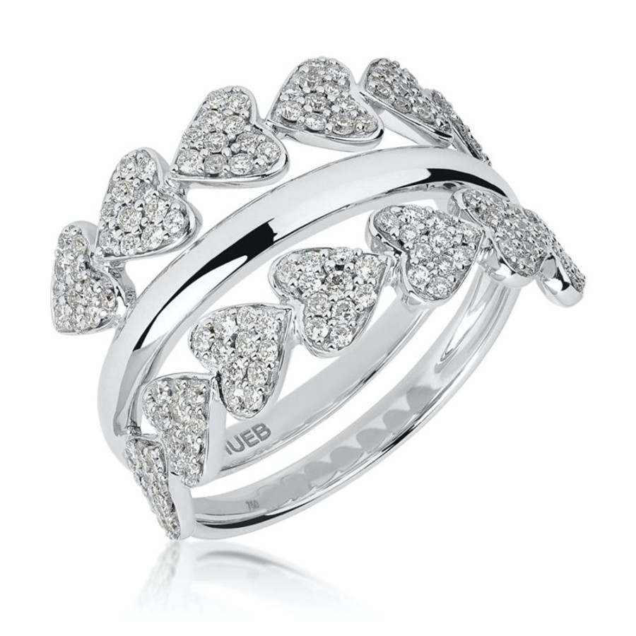 Ring Hueb | 18 Karat Hearts White Gold Ring With Vs-Gh Diamonds