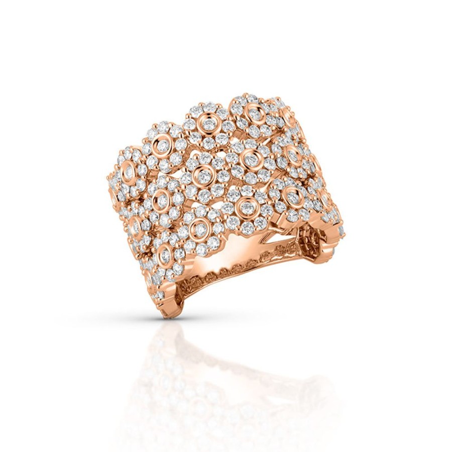 Ring Hueb | 18 Karat Diamond Flower Pink Gold Ring With Vs-Gh Diamonds