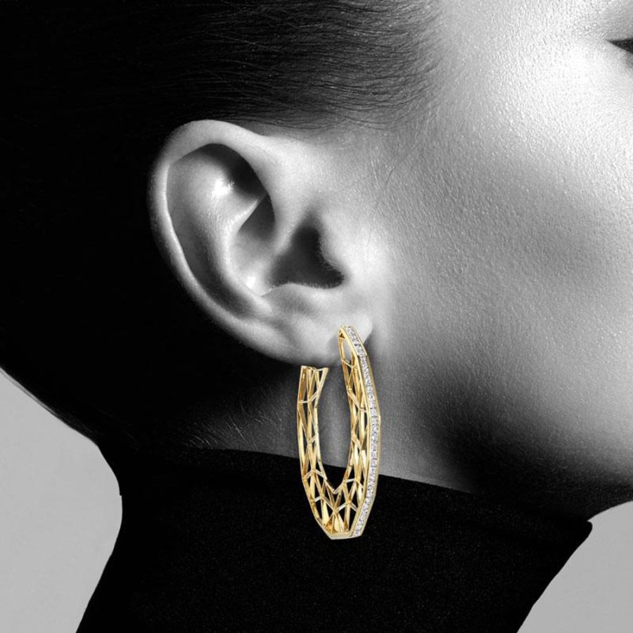 Earring Hueb | 18 Karat Estelar Yellow Gold Earring With Vs-Gh Diamonds