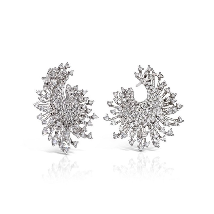 Earring Hueb | 18 Karat Luminus White Gold Earring With Vs-Gh Diamonds