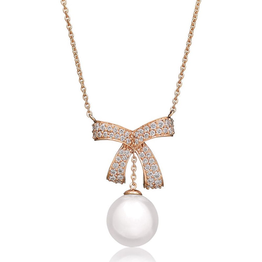 Necklace/Pendant Hueb | 18 Karat Romance Pink Gold Necklace With Vs-Gh Diamonds And White Pear