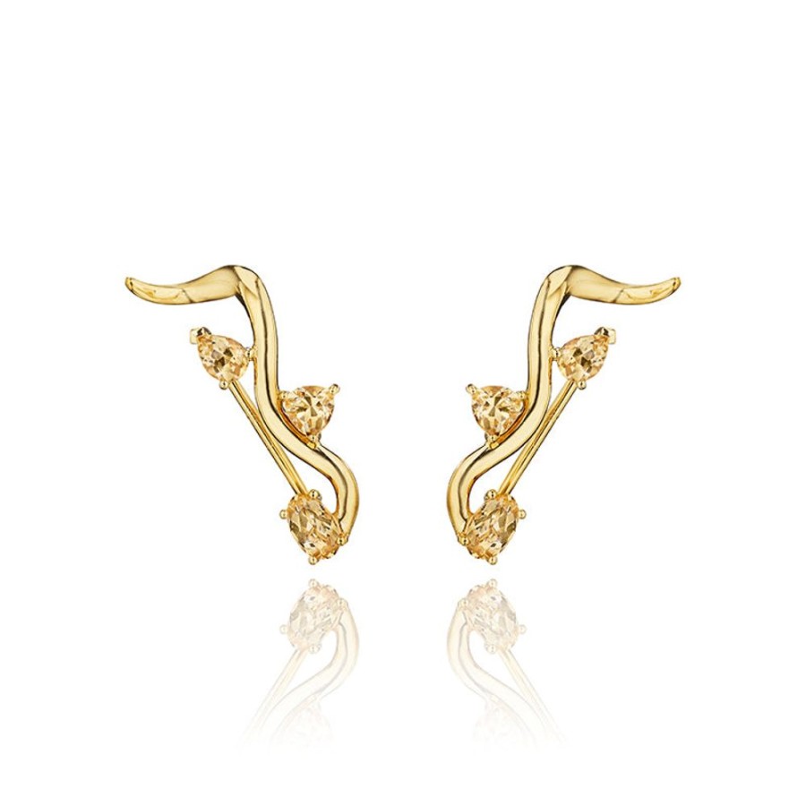 Earring Hueb | 18 Karat Mirage Yellow Gold Earring With Yellow Sapphire