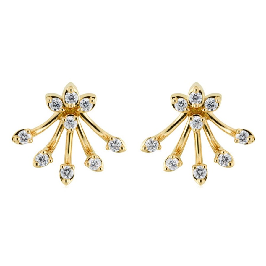 Earring Hueb | 18 Karat Luminus Yellow Gold Earring With Vs-Gh Diamonds