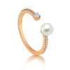 Ring Hueb | 18 Karat Spectrum Pink Gold Ring With Vs-Gh Diamonds And White Pearl