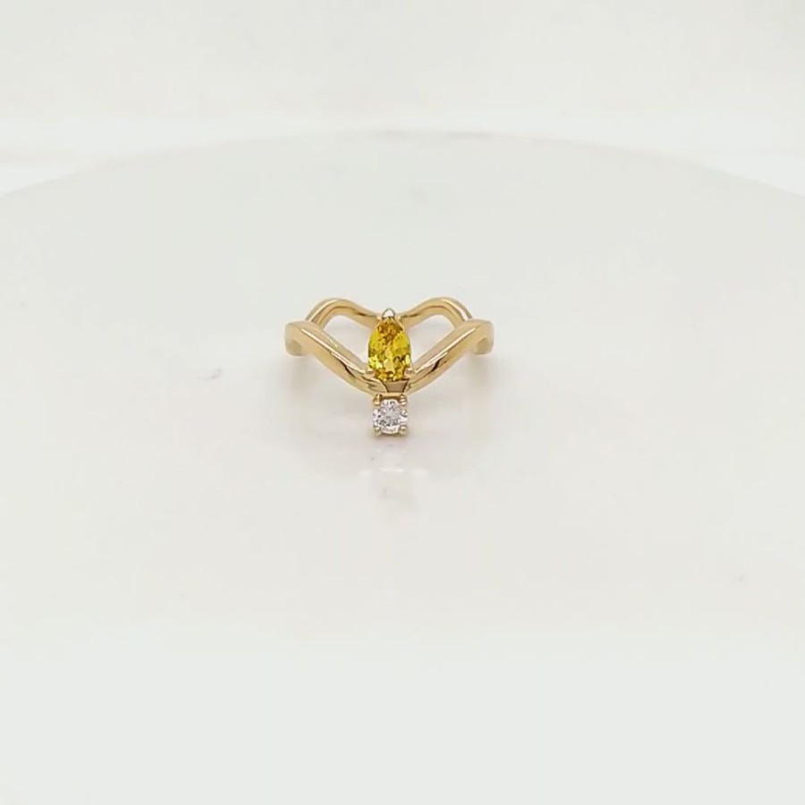 Ring Hueb | 18 Karat Mirage Yellow Gold Ring With Vs-Gh Diamonds And Yellow Sapphi