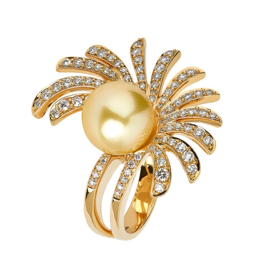 Ring Hueb | 18 Karat Apus Yellow Gold Ring With Vs-Gh Diamonds And Golden Colour P