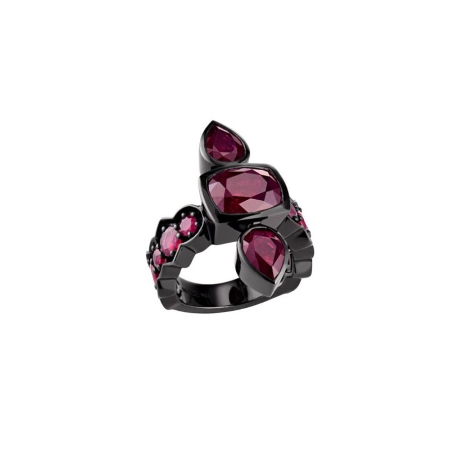 Ring Hueb | 18 Karat Astro White Gold Ring With Red Ruby