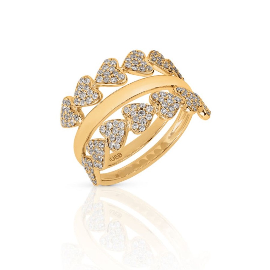 Ring Hueb | 18 Karat Hearts Yellow Gold Ring With Vs-Gh Diamonds