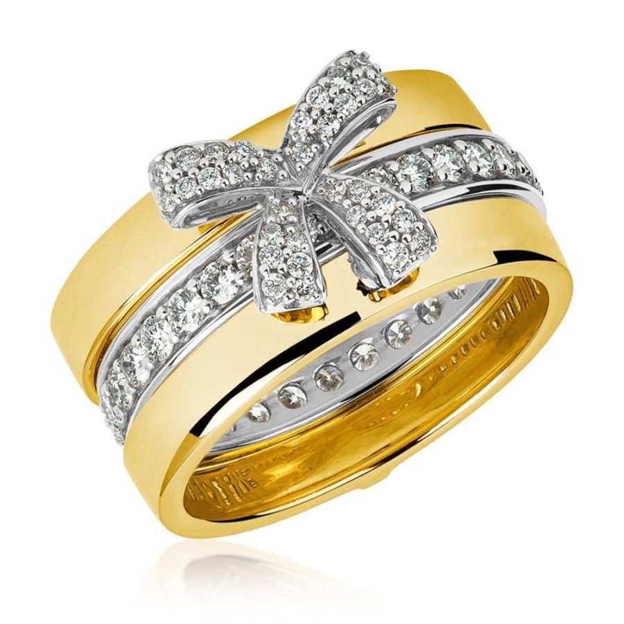 Ring Hueb | 18 Karat Romance Yellow And White Gold Ring With Vs-Gh Diamonds