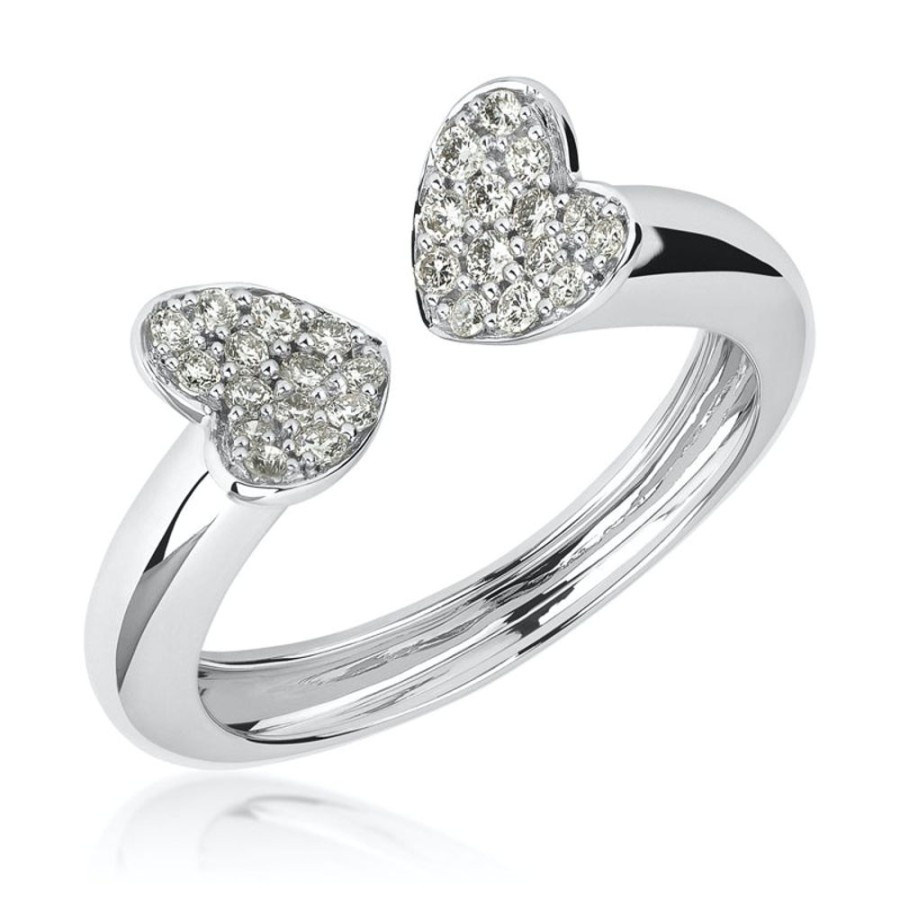 Ring Hueb | 18 Karat Hearts White Gold Ring With Vs-Gh Diamonds