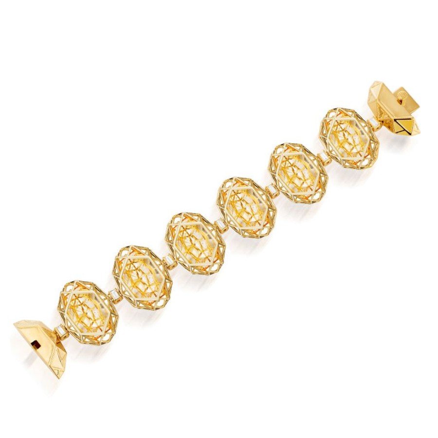 Bracelet/Bangle Hueb | 18 Karat Estelar Yellow Gold Bracelet/Bangle With Vs-Gh Diamonds And R