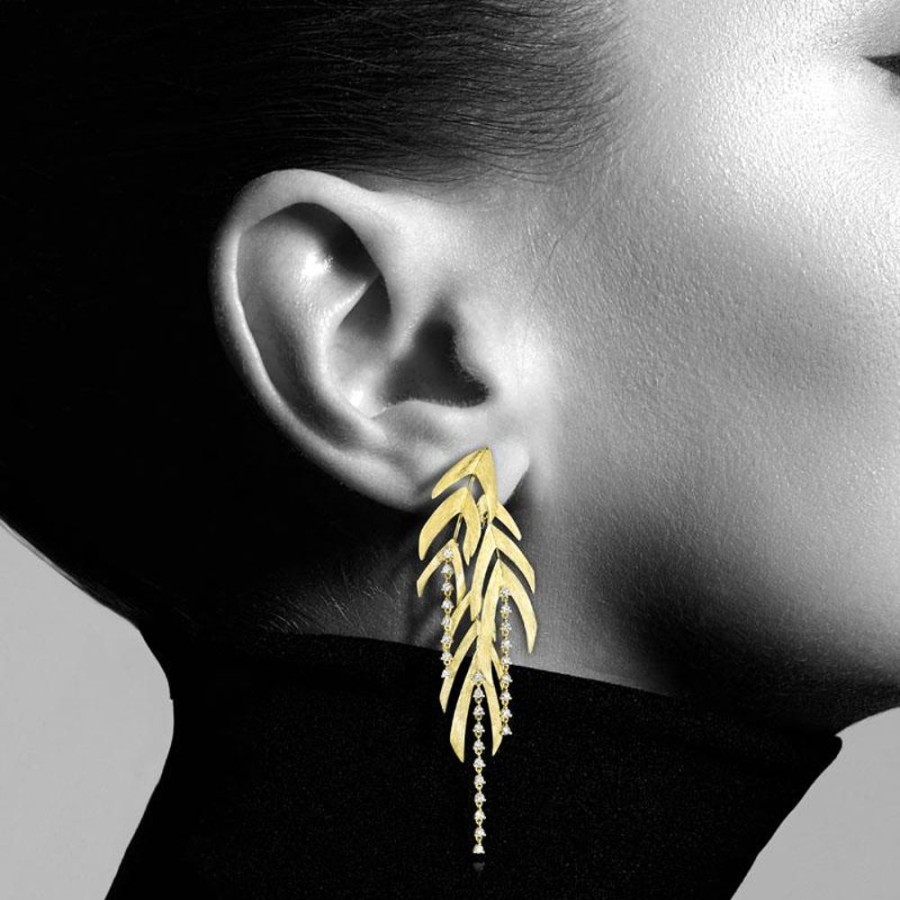 Earring Hueb | 18 Karat Bahia Yellow Gold Earring With Vs-Gh Diamonds