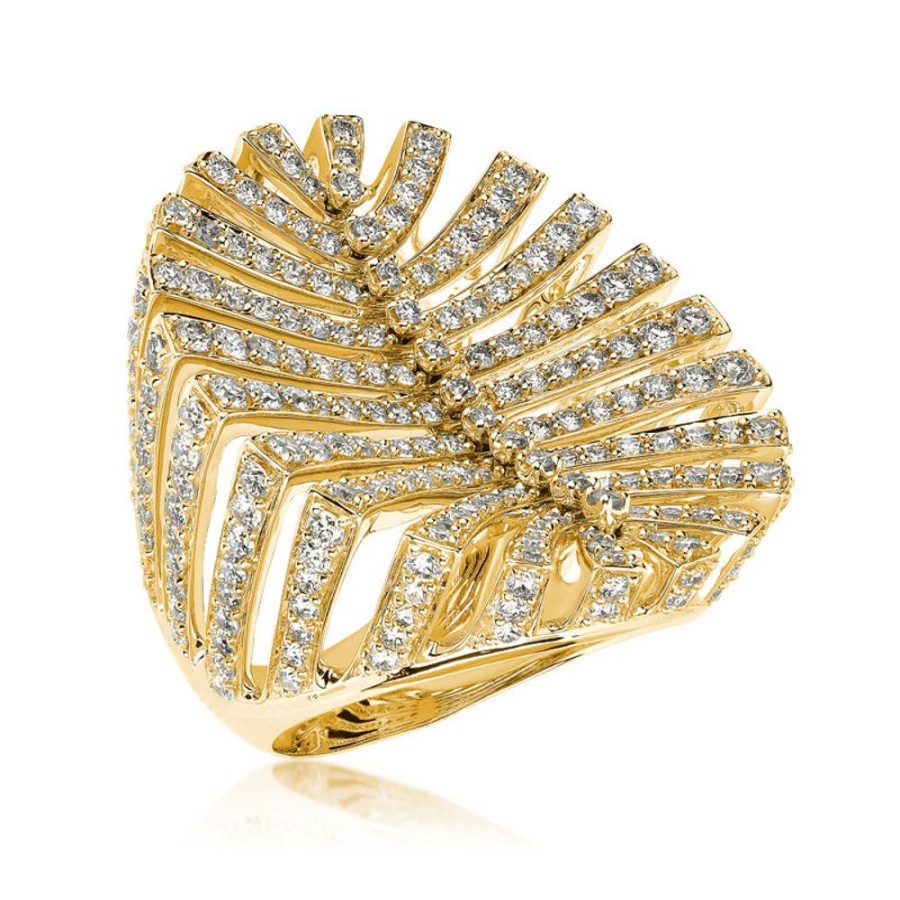 Ring Hueb | 18 Karat Apus Yellow Gold Ring With Vs-Gh Diamonds