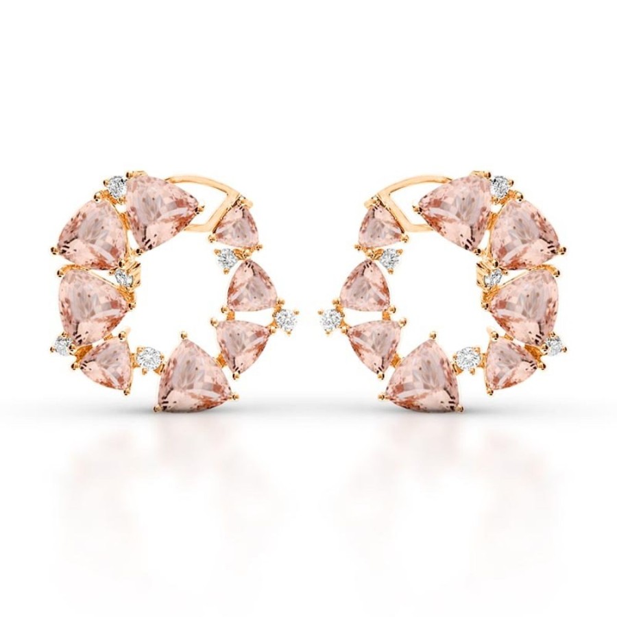 Earring Hueb | 18 Karat Mirage Pink Gold Earring With Vs-Gh Diamonds And Rose Morgani