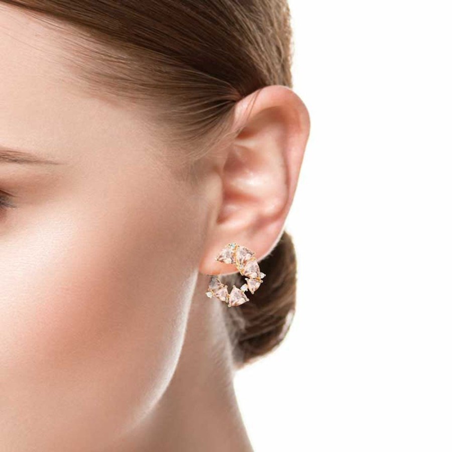 Earring Hueb | 18 Karat Mirage Pink Gold Earring With Vs-Gh Diamonds And Rose Morgani