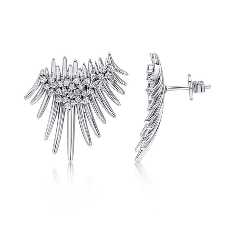 Earring Hueb | 18 Karat Tribal White Gold Earring With Vs-Gh Diamonds