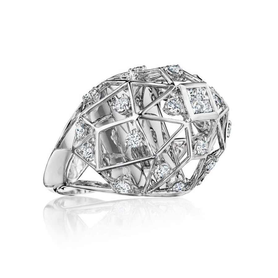 Ring Hueb | 18 Karat Estelar White Gold Ring With Vs-Gh Diamonds