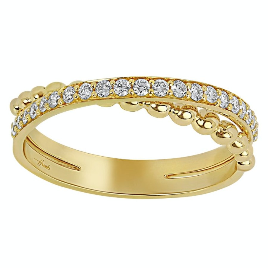 Ring Hueb | 18 Karat Bubbles Yellow Gold Ring With Vs-Gh Diamonds