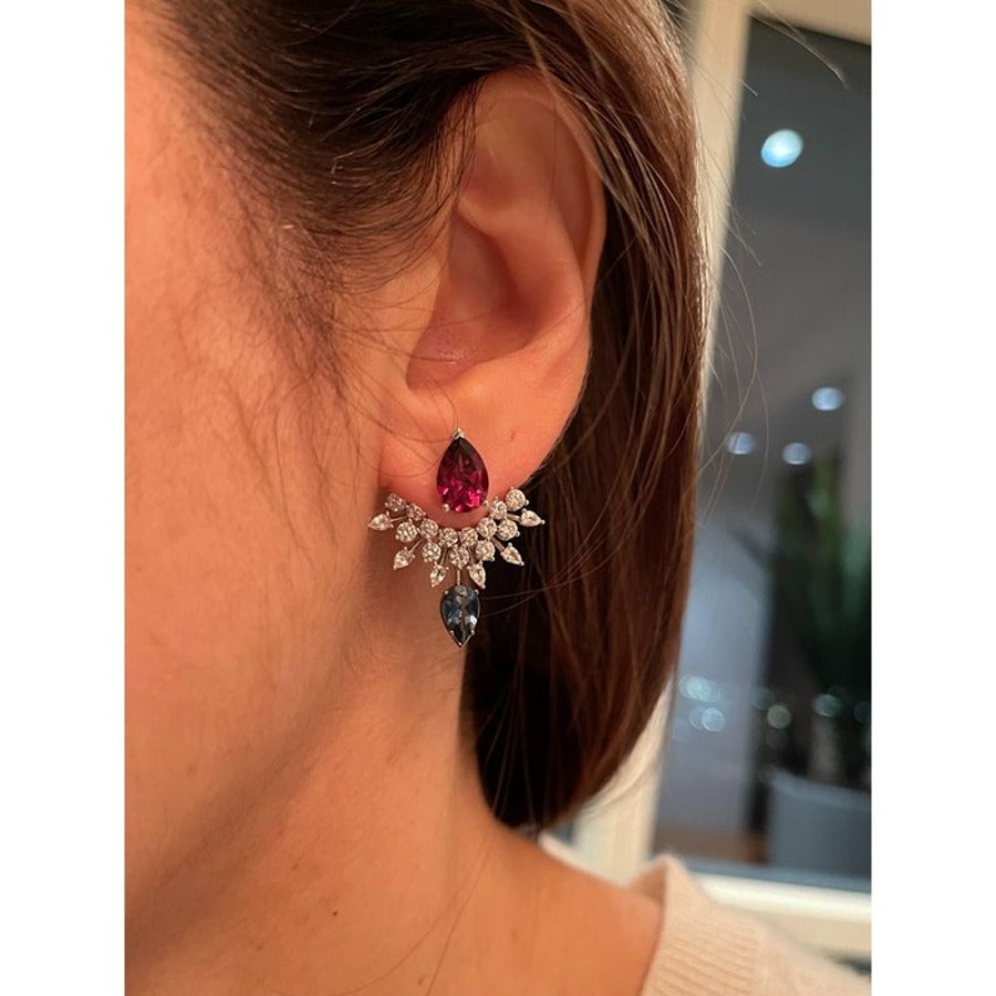 Earring Hueb | 18 Karat Amazonia (Cocar) White Gold And Black Rhodium Earring With Vs