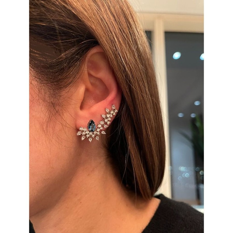 Earring Hueb | 18 Karat Amazonia (Cocar) White Gold And Black Rhodium Earring With Vs