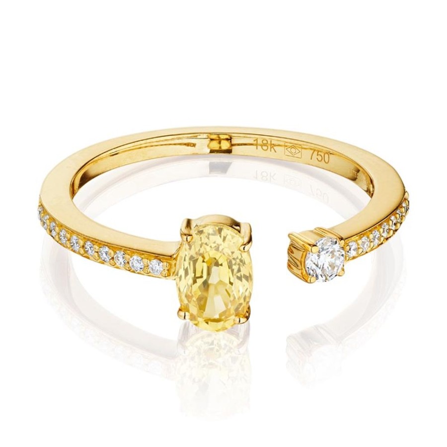 Ring Hueb | 18 Karat Spectrum Yellow Gold Ring With Vs-Gh Diamonds And Yellow Citr