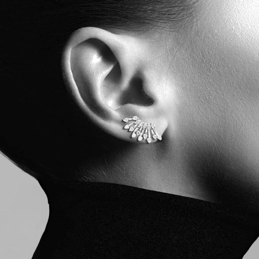 Earring Hueb | 18 Karat Luminus White Gold Earring With Vs-Gh Diamonds