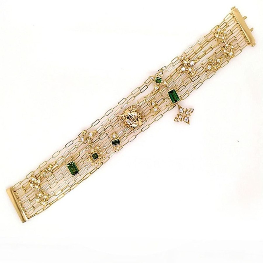 Bracelet/Bangle Hueb | 18 Karat Onsa Yellow Gold Bracelet/Bangle With Vs-Gh Diamonds And Gree