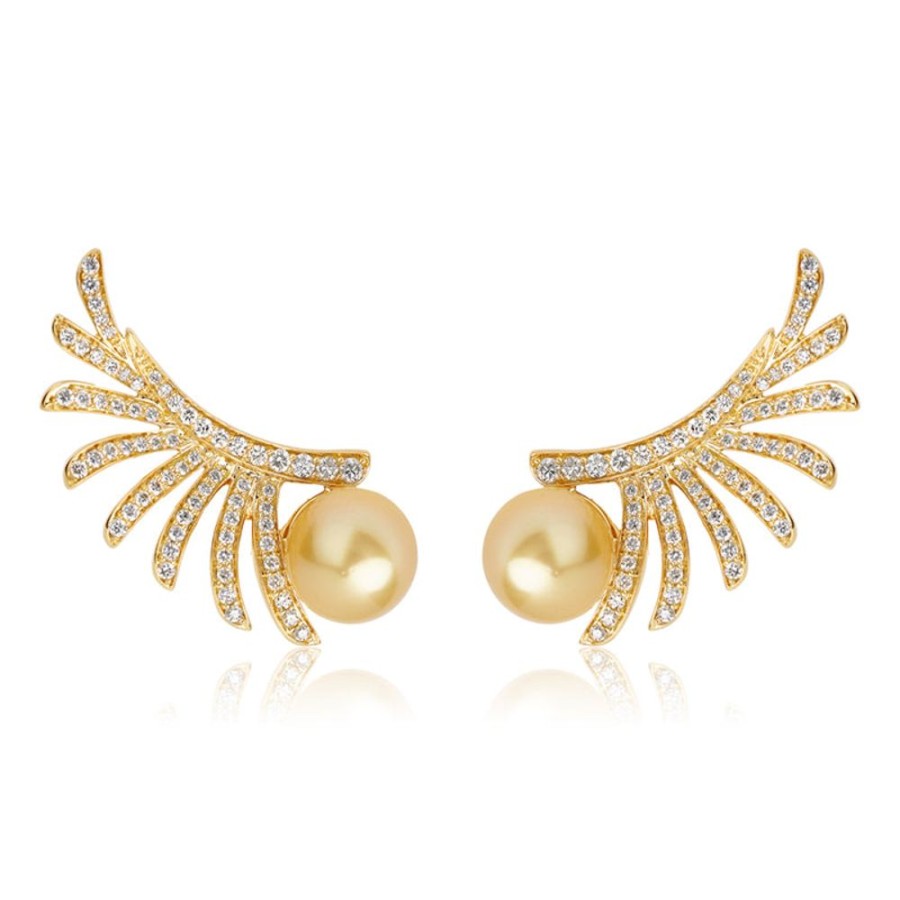 Earring Hueb | 18 Karat Apus Yellow Gold Earring With Vs-Gh Diamonds And Golden Colou