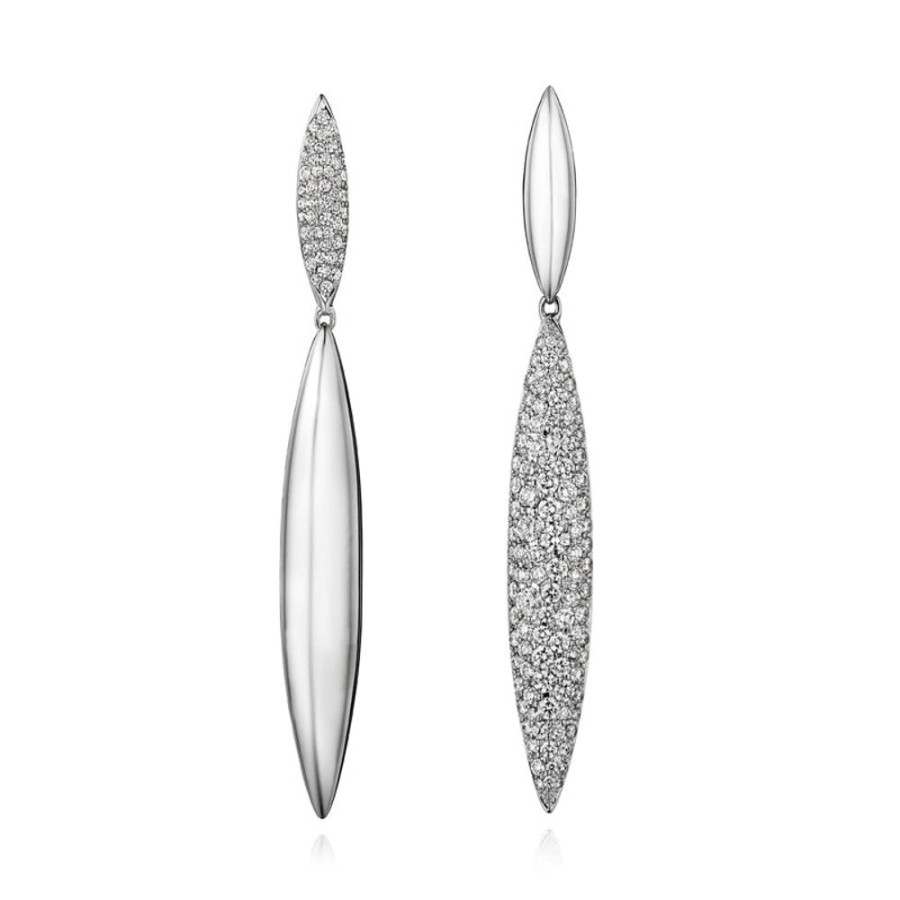 Earring Hueb | 18 Karat Tribal White Gold Earring With Vs-Gh Diamonds