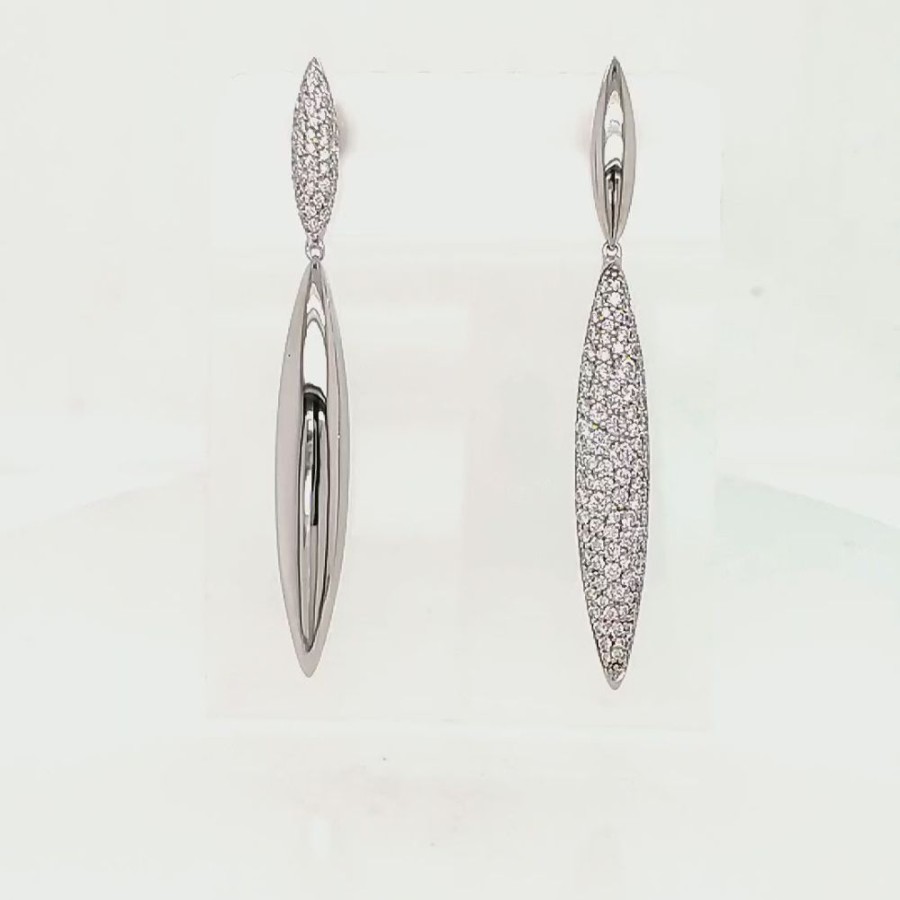 Earring Hueb | 18 Karat Tribal White Gold Earring With Vs-Gh Diamonds