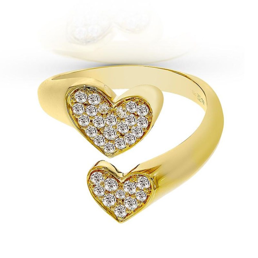 Ring Hueb | 18 Karat Hearts Yellow Gold Ring With Vs-Gh Diamonds