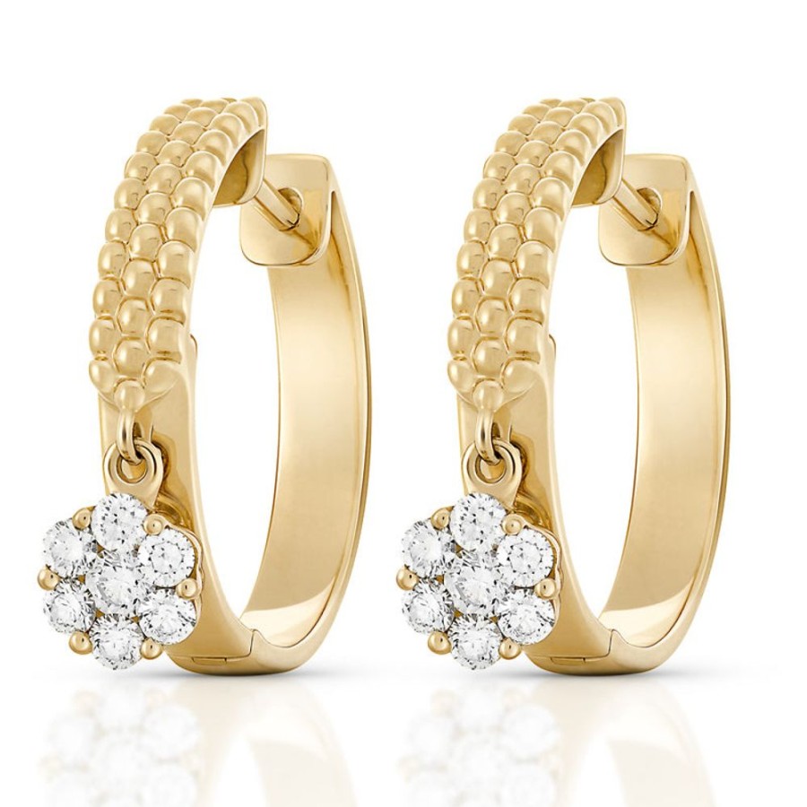 Earring Hueb | 18 Karat Bubbles Yellow Gold Earring With Vs-Gh Diamonds